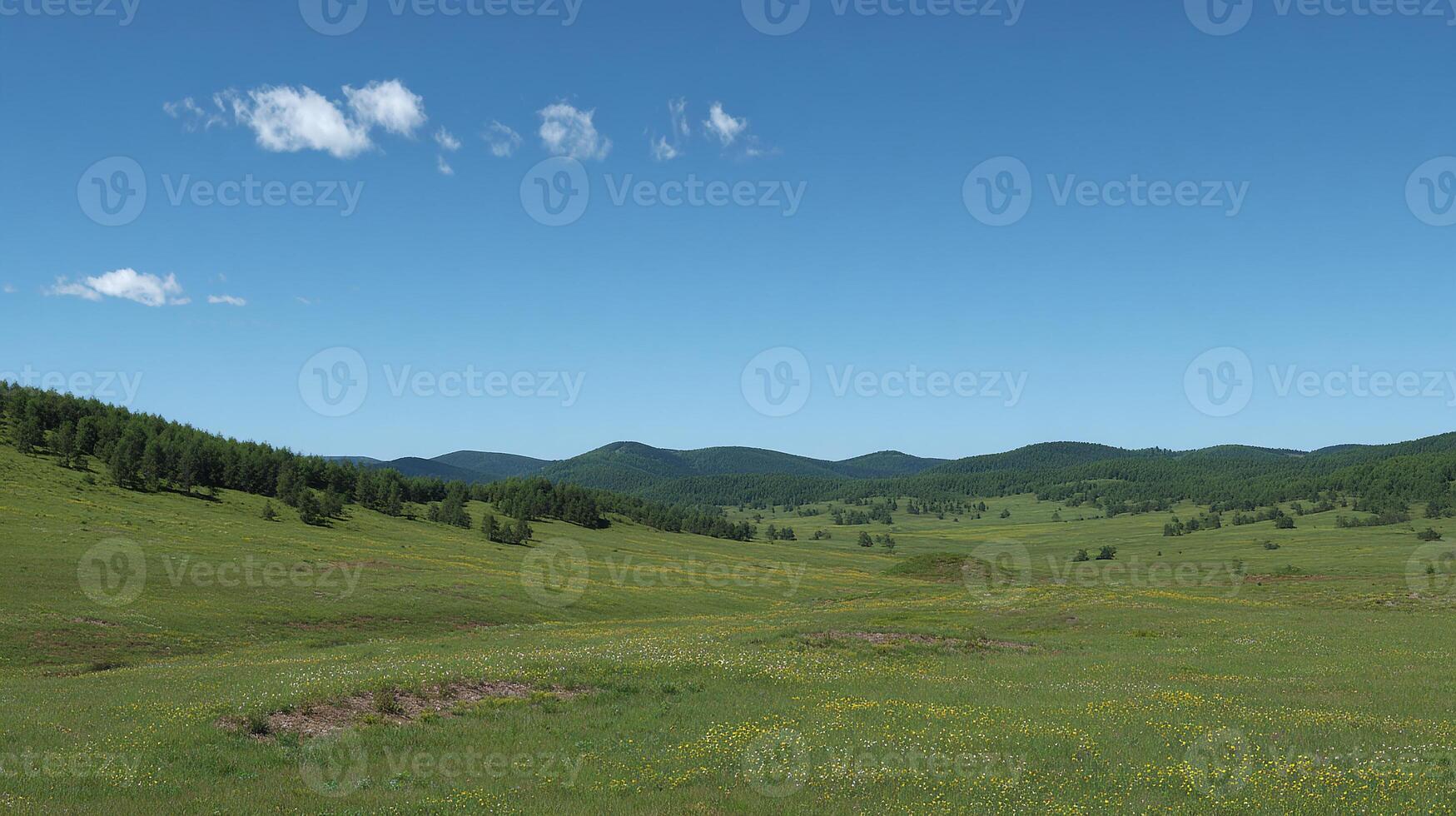 Photorealistic nature photo of summer countryside