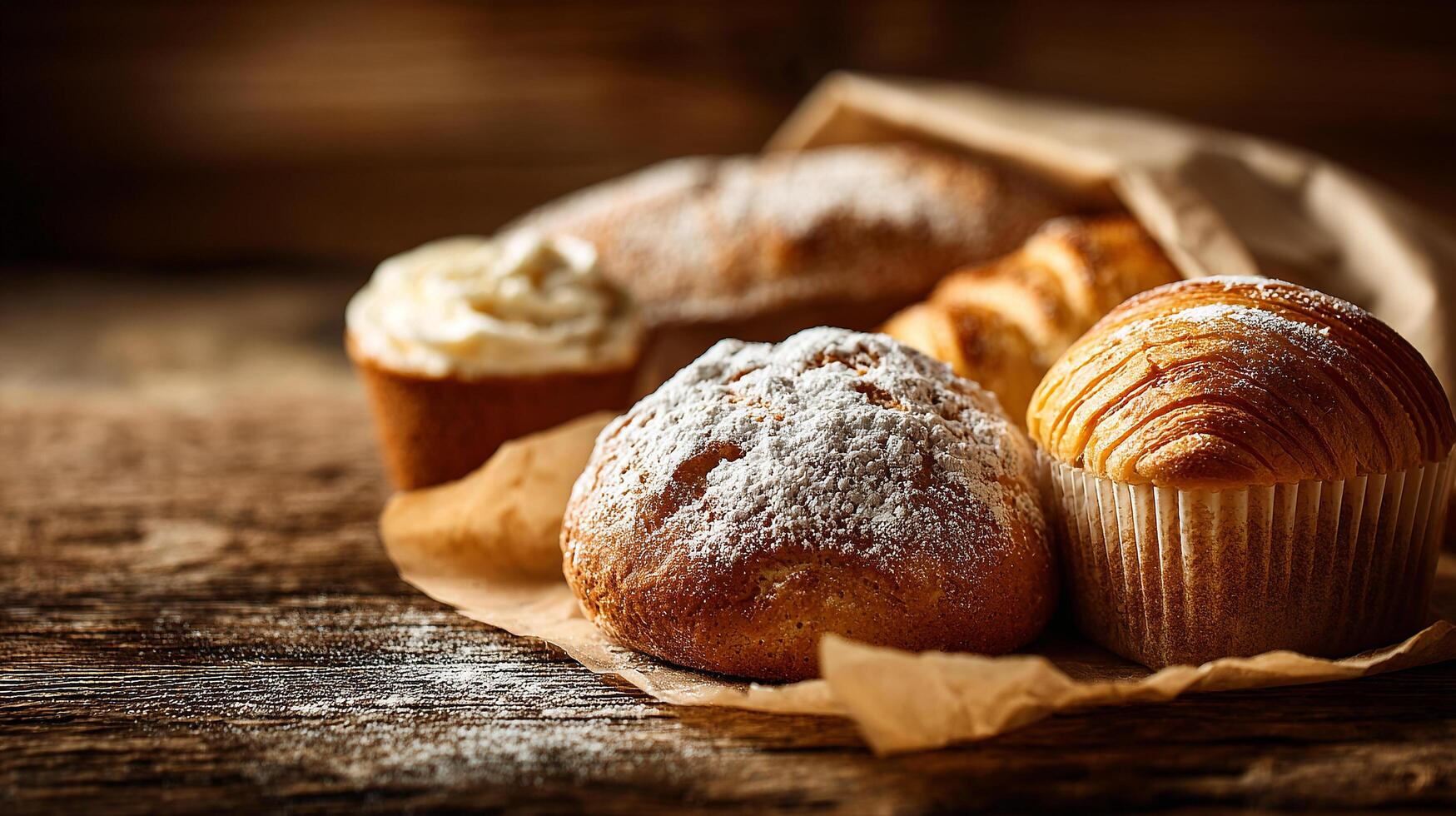 Sharp photo of rustic bread and pastry
