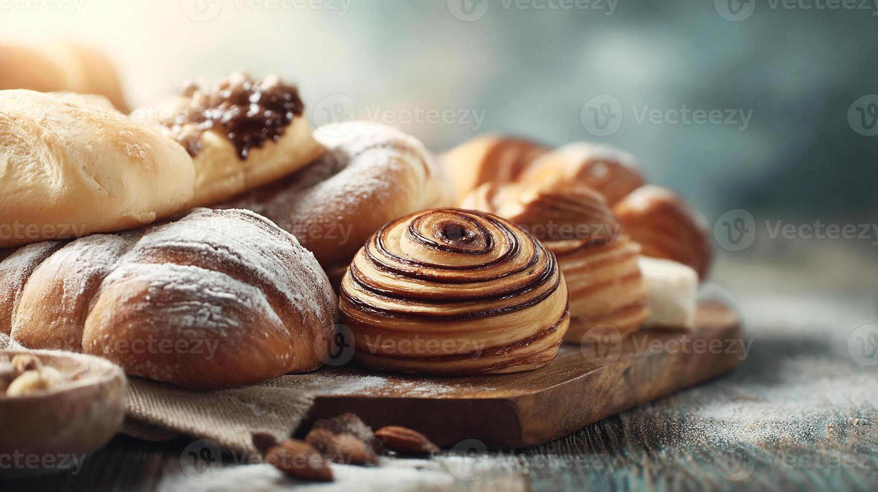 Assorted rustic bakery close-up image photo