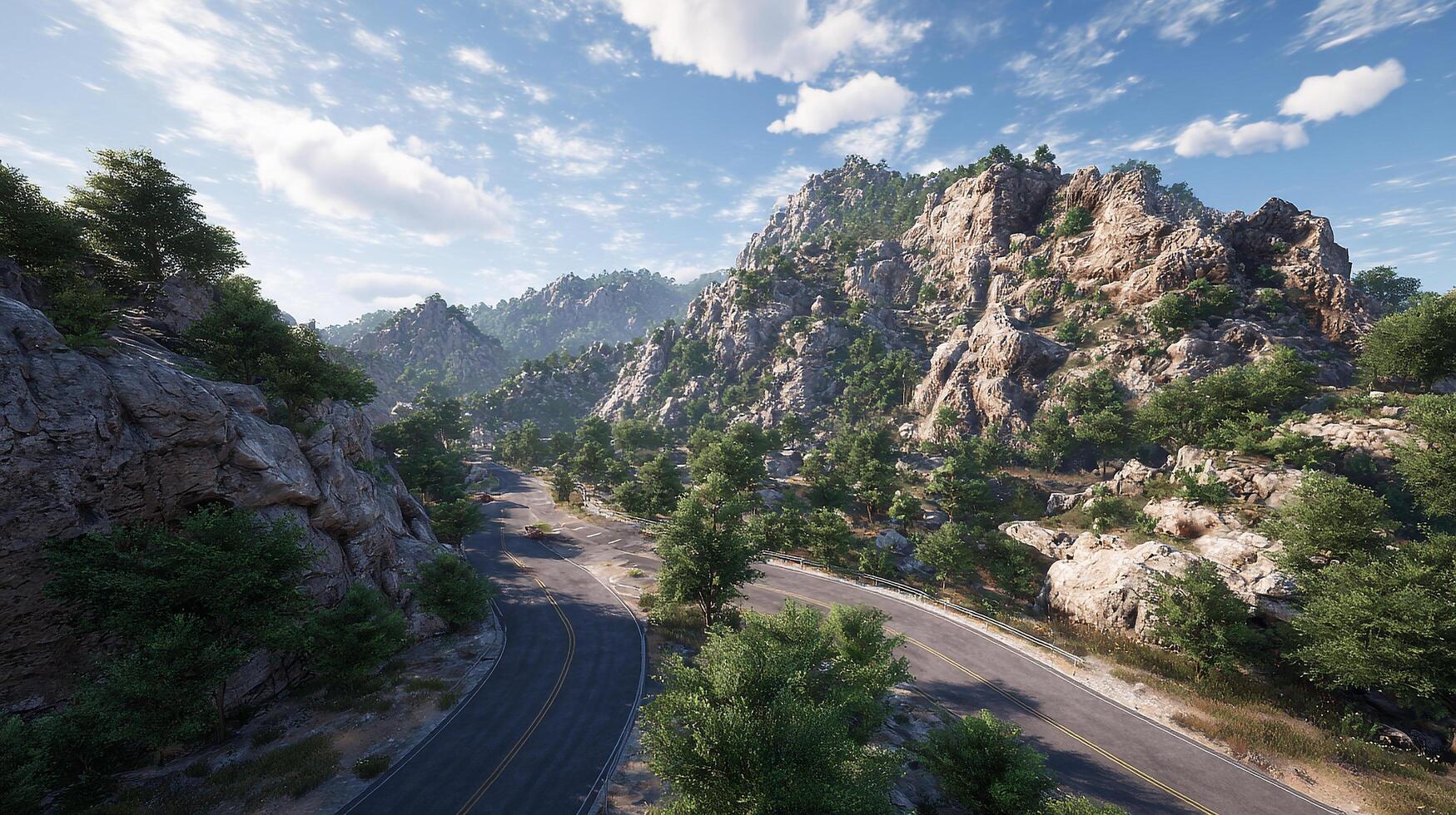 High quality photo of road and green hills