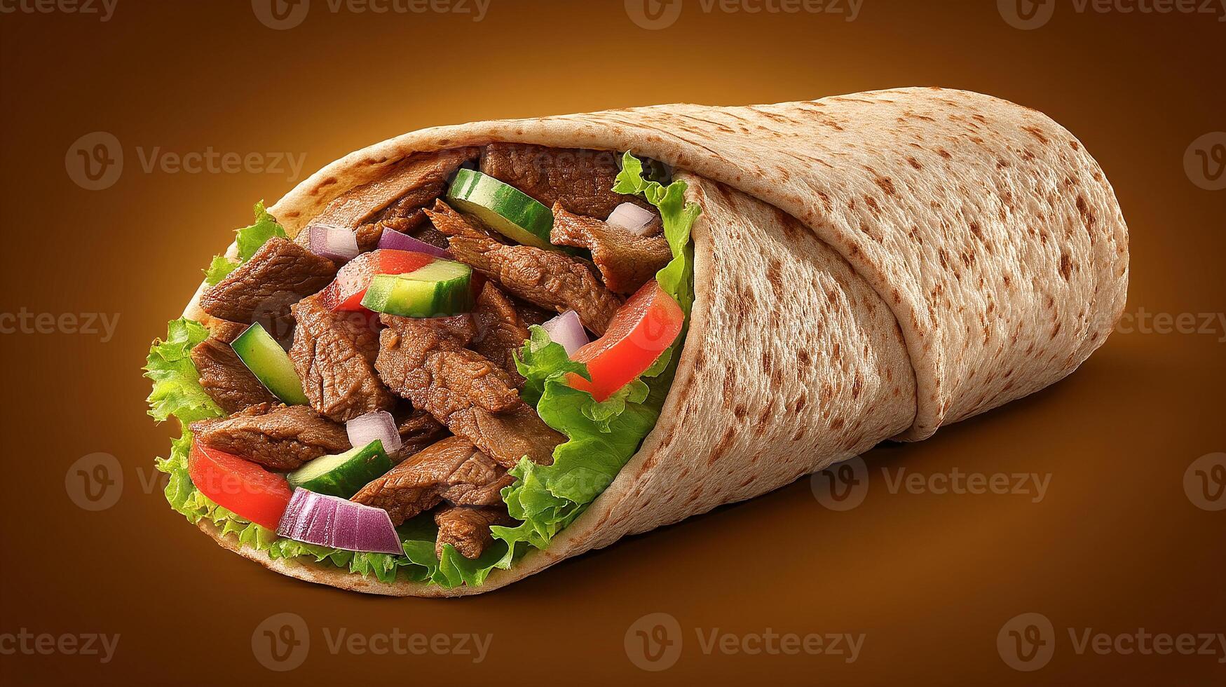 Realistic shawarma wrap image with crisp veggies photo