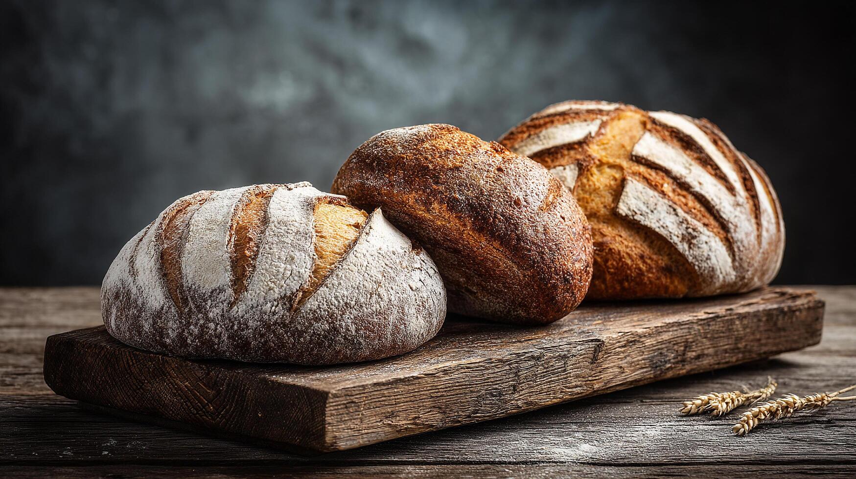 Bread textures and wood details in sharp photography photo