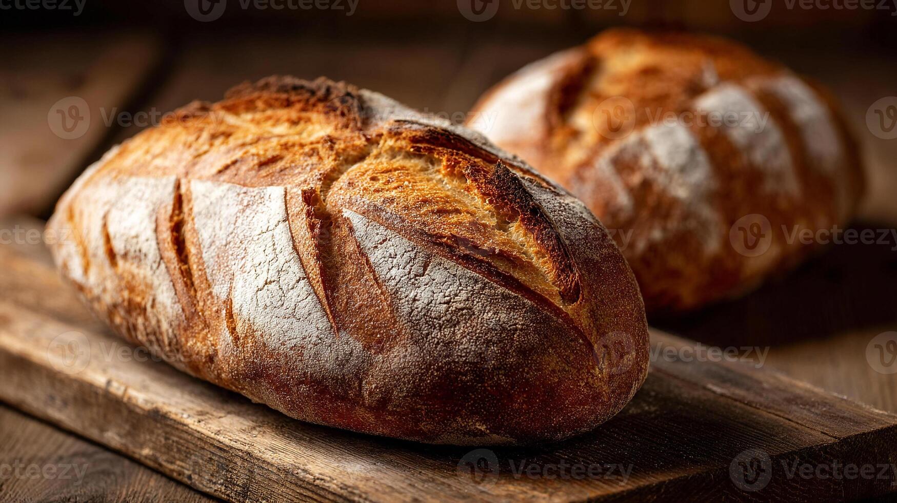 Golden artisan bread image glowing in gentle natural light photo