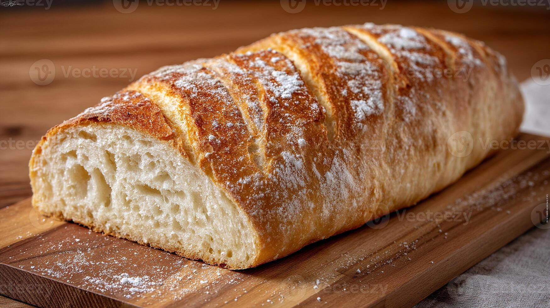 Soft daylight image of artisan bread with wood backdrop photo