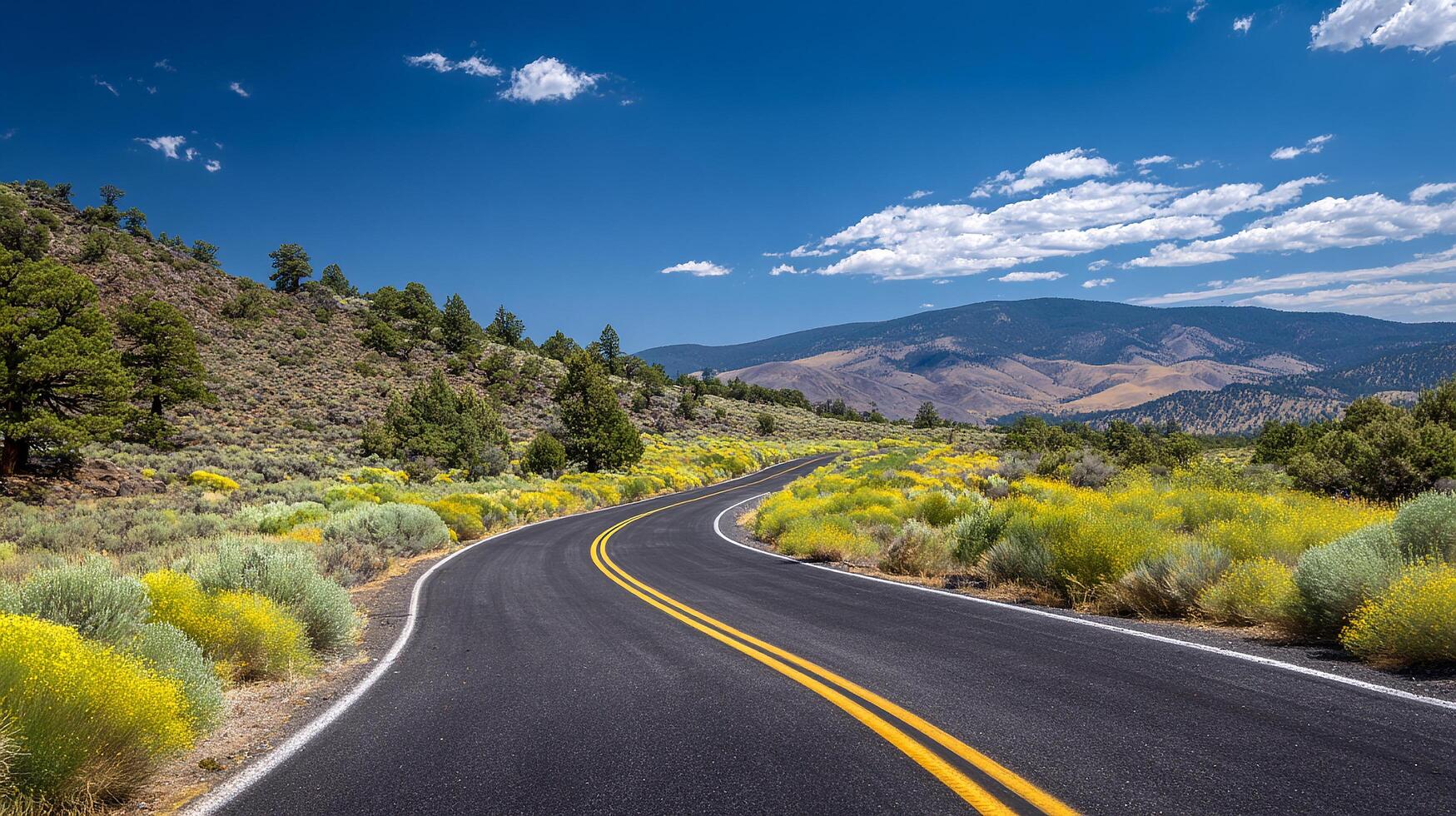 Realistic curved road with soft earthy tones photo