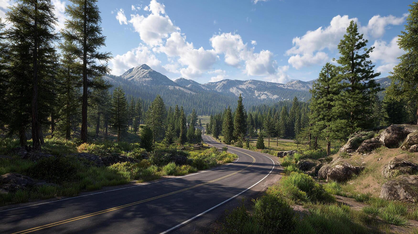 Peaceful road image with natural scenic elements photo