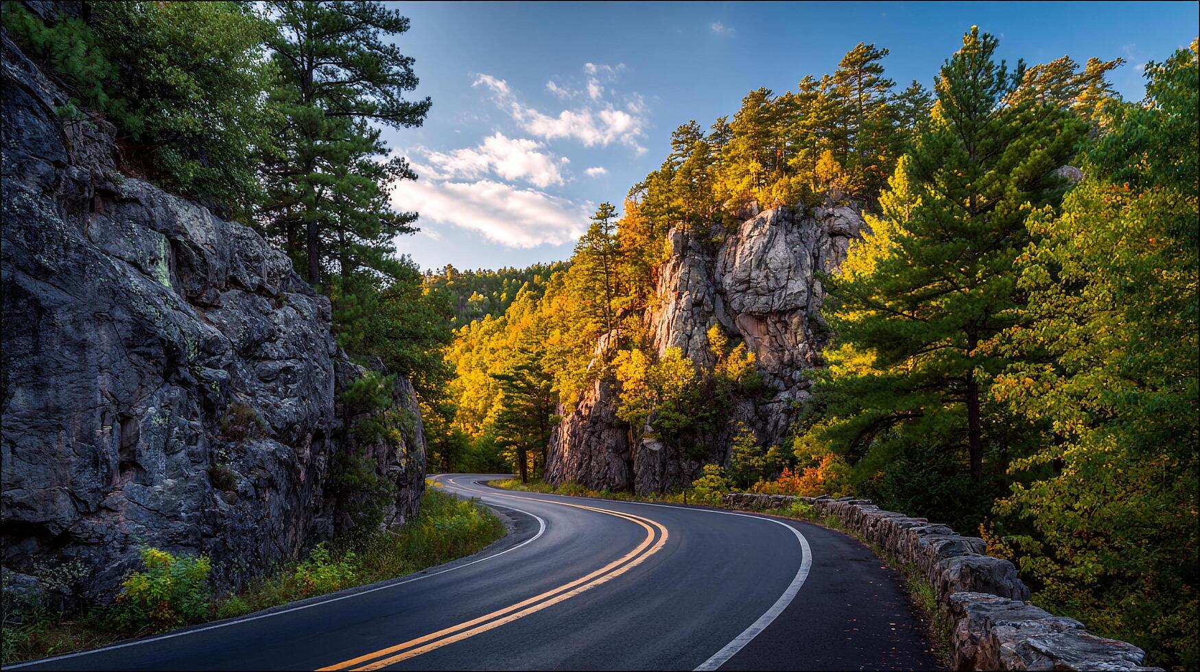 Photorealistic image of winding trail through countryside photo