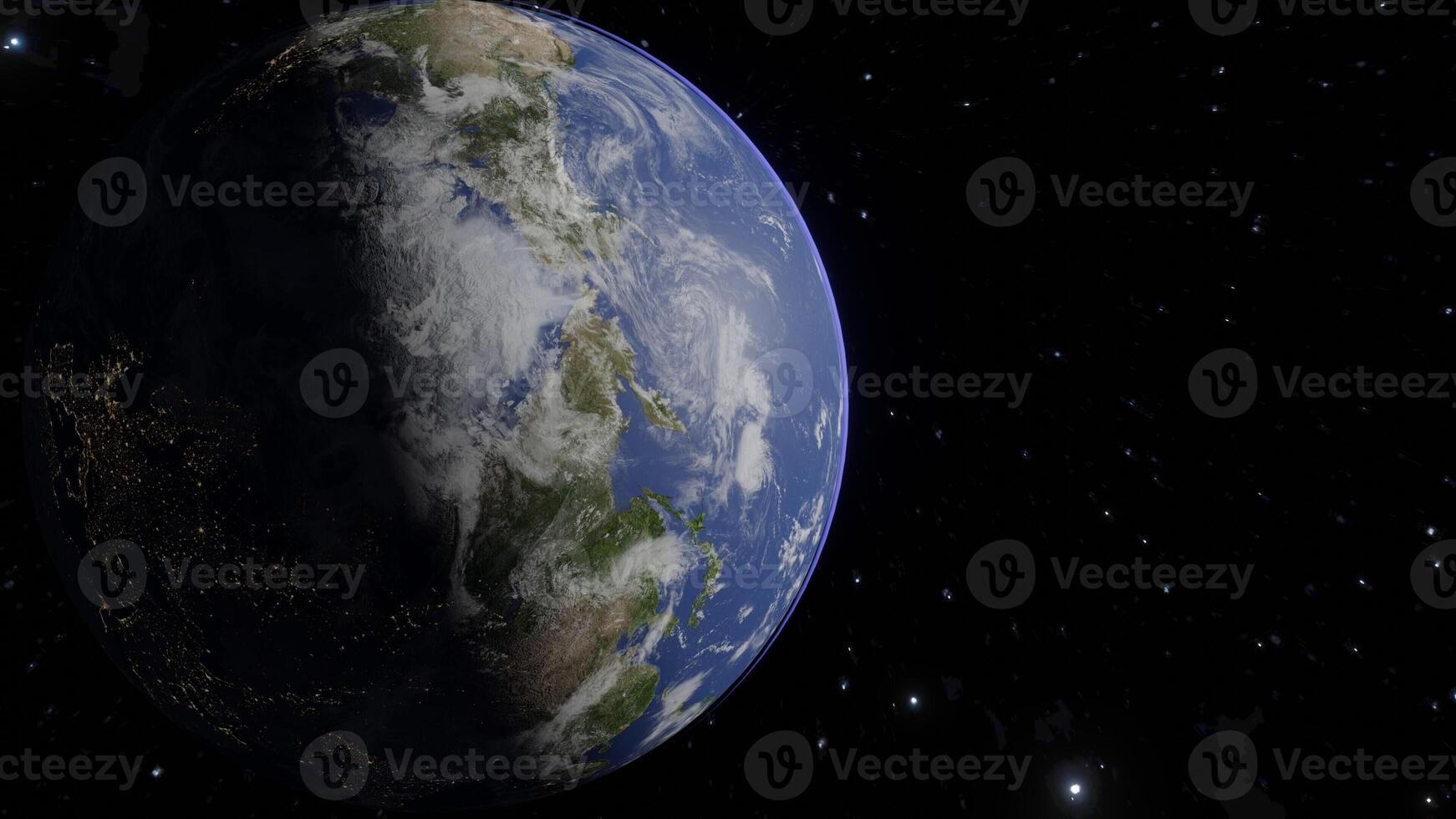 Stunning 3D design featuring Earth in incredible detail, surrounded by twinkling stars. Perfect for backgrounds and design elements. photo