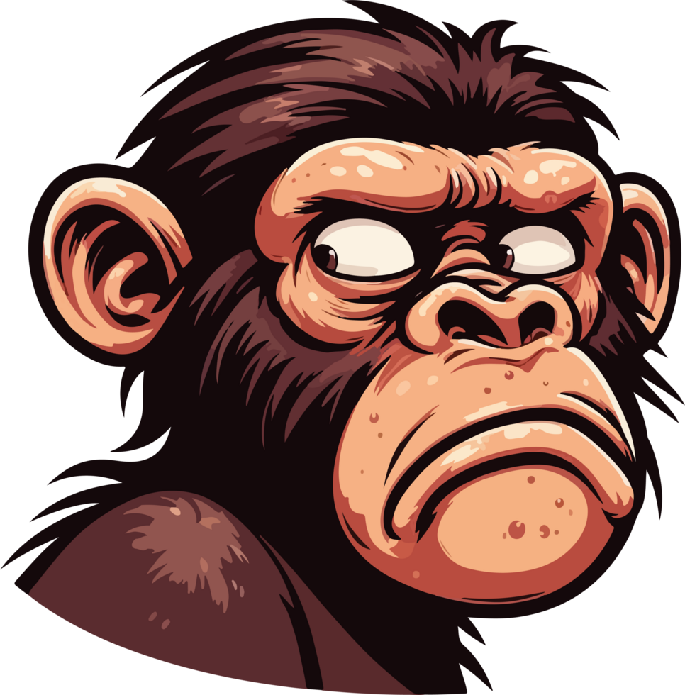 A cartoon monkey with an angry expression png