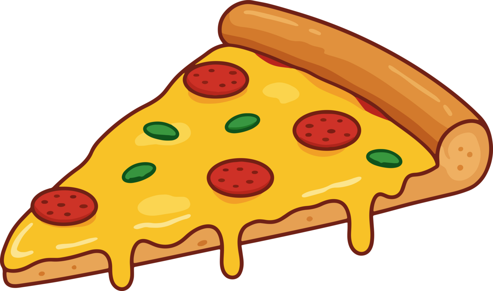 Pizza slice with pepperoni and cheese png
