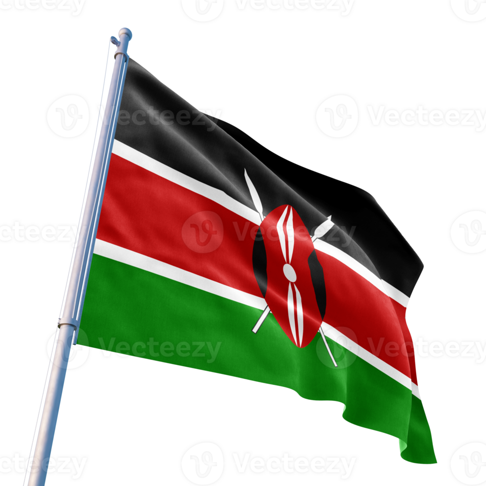 The kenya flag is flying in the wind png