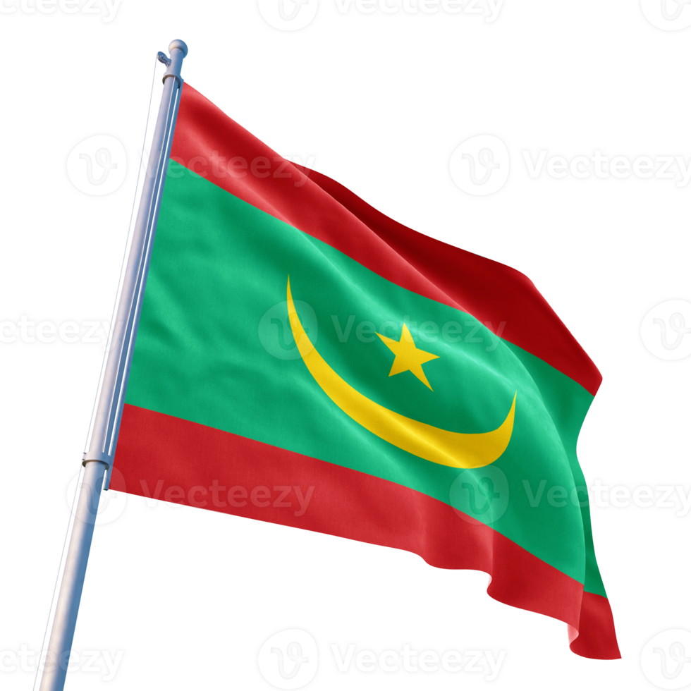 The flag of mauritania is waving in the wind png