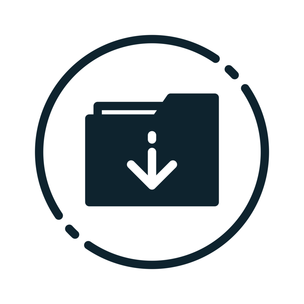 Design Illustration graphic of download folder icon with glyph style. Suitable for UI, mobile design, web design, etc. Transparent Background. png