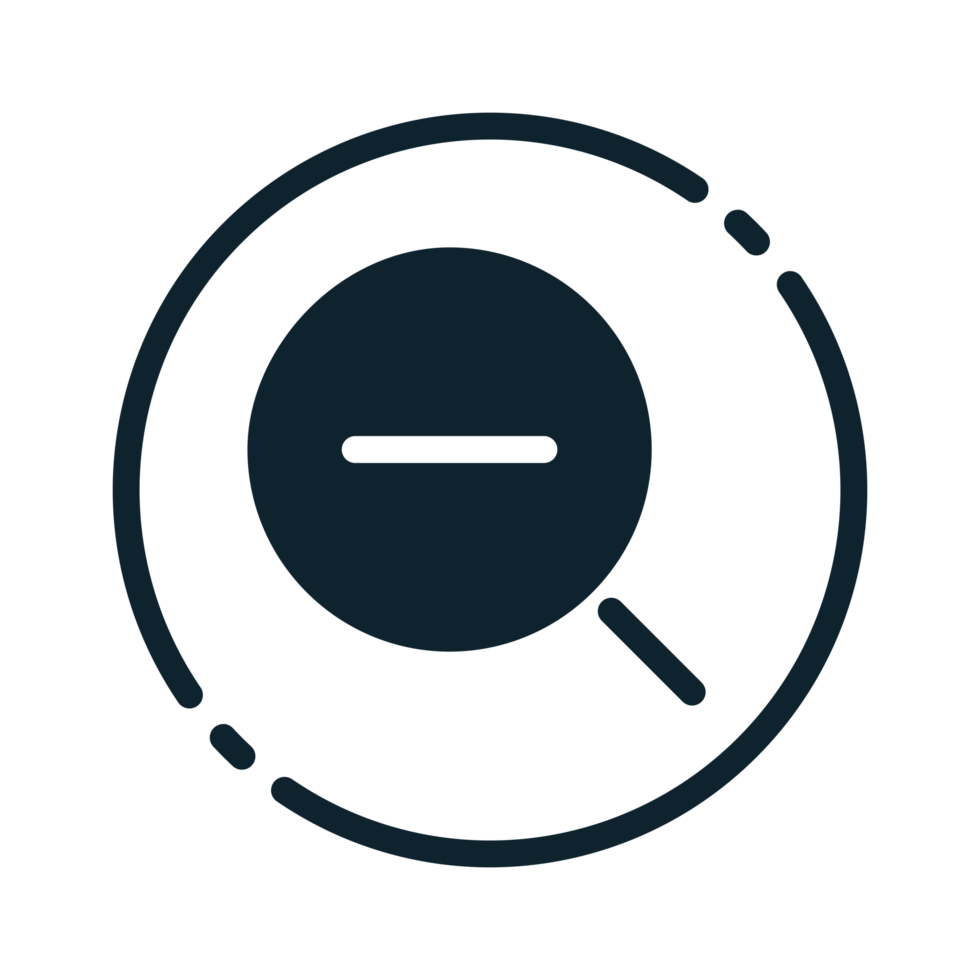 Design Illustration graphic of zoom out icon with glyph style. Suitable for UI, mobile design, web design, etc. Transparent Background. png