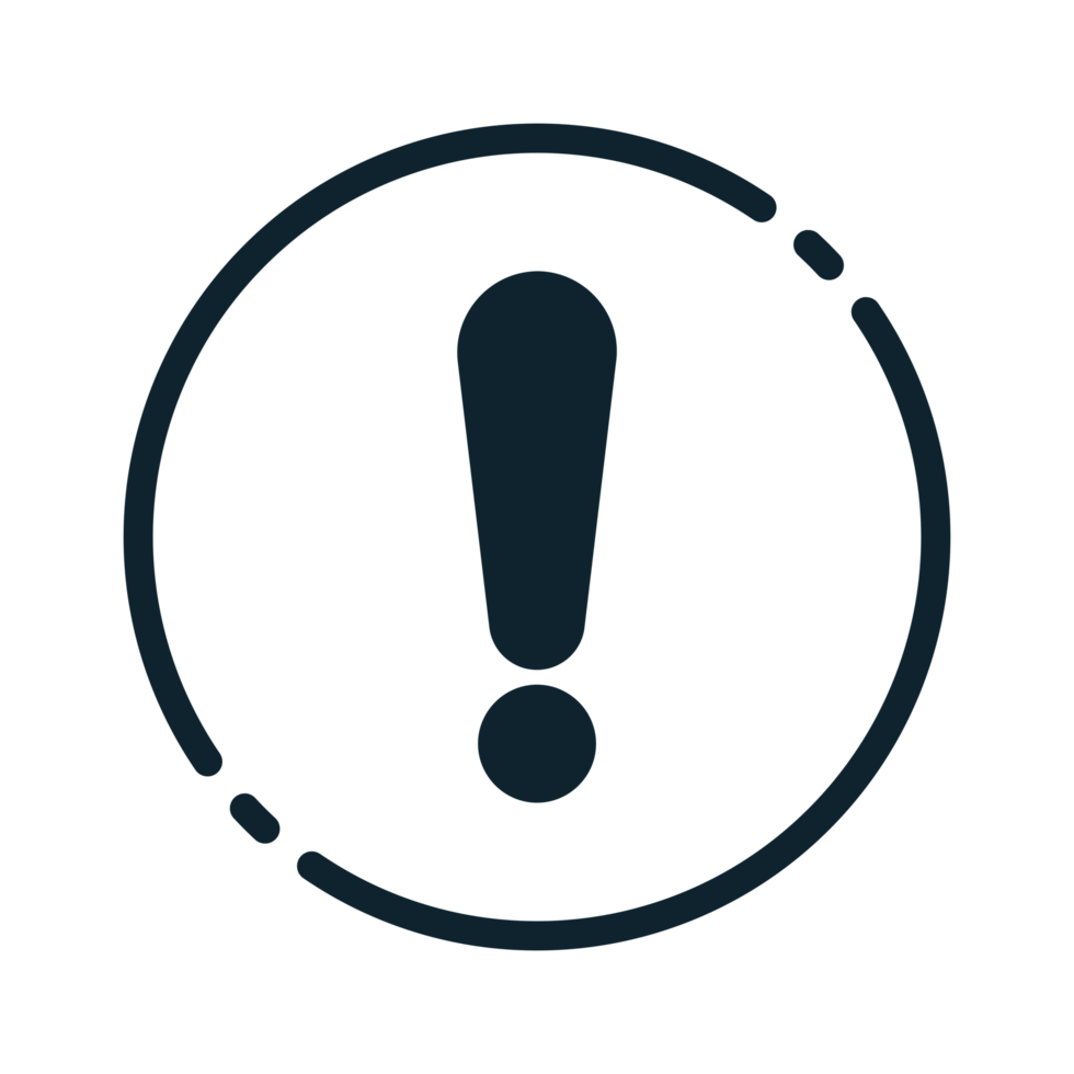 Design Illustration graphic of exclamation mark icon with glyph style. Suitable for UI, mobile design, web design, etc. Transparent Background. png