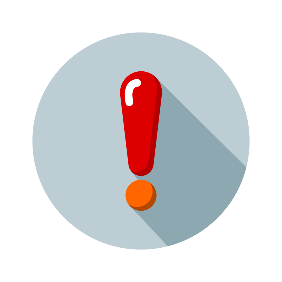 Design Illustration graphic of exclamation mark icon with flat style. Suitable for UI, mobile design, web design, etc. Transparent Background. png