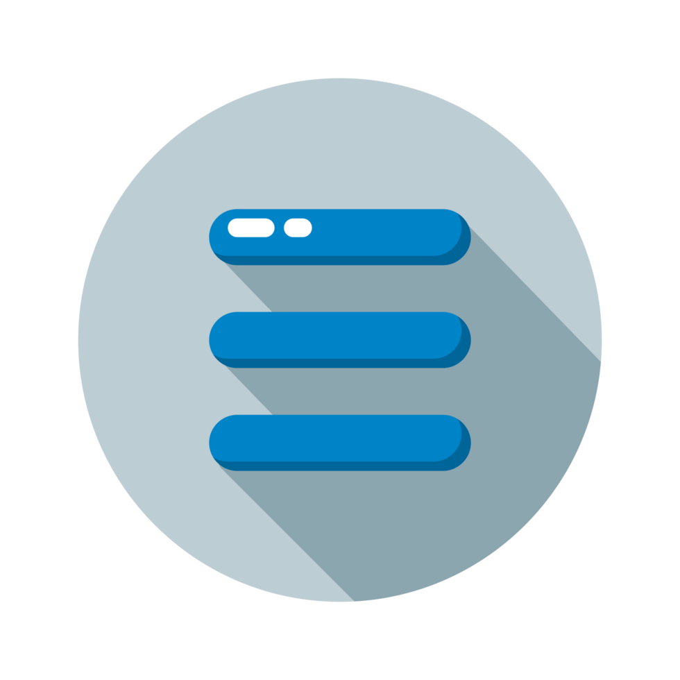 Design Illustration graphic of hamburger icon with flat style. Suitable for UI, mobile design, web design, etc. Transparent Background. png