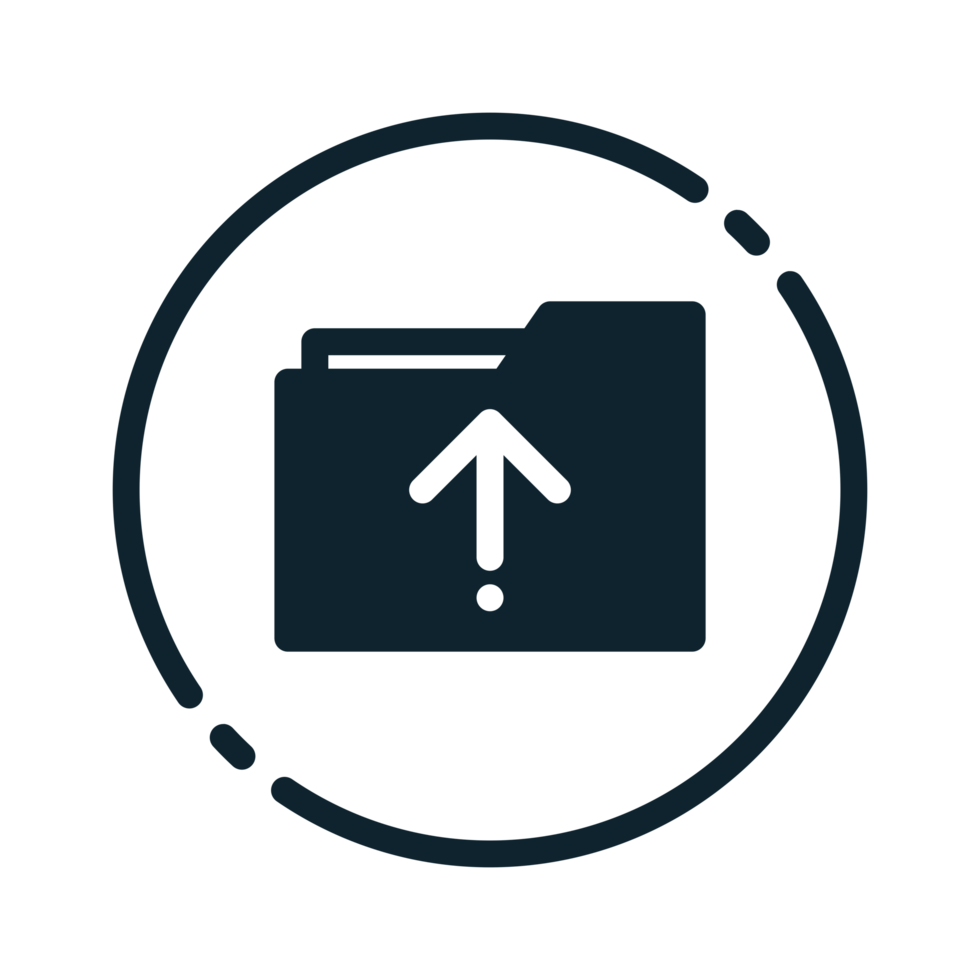 Design Illustration graphic of upload files icon with glyph style. Suitable for UI, mobile design, web design, etc. Transparent Background. png