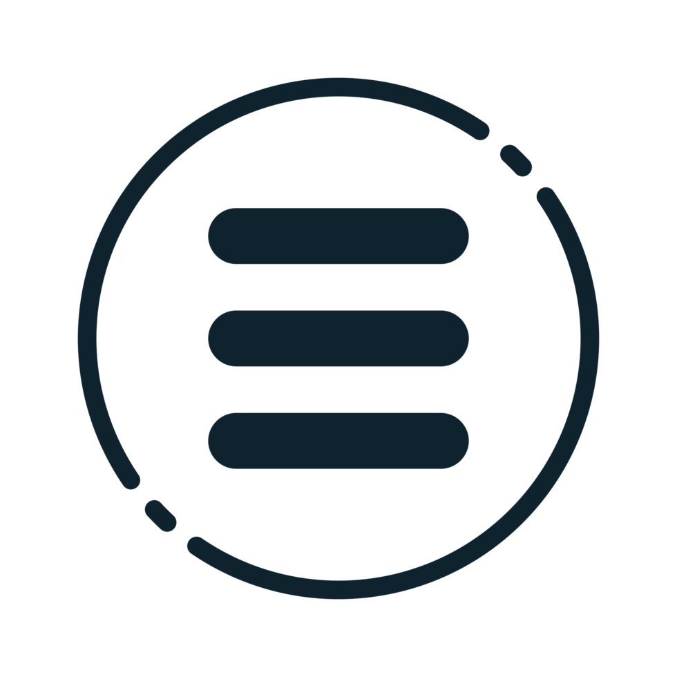 Design Illustration graphic of hamburger icon with glyph style. Suitable for UI, mobile design, web design, etc. Transparent Background. png