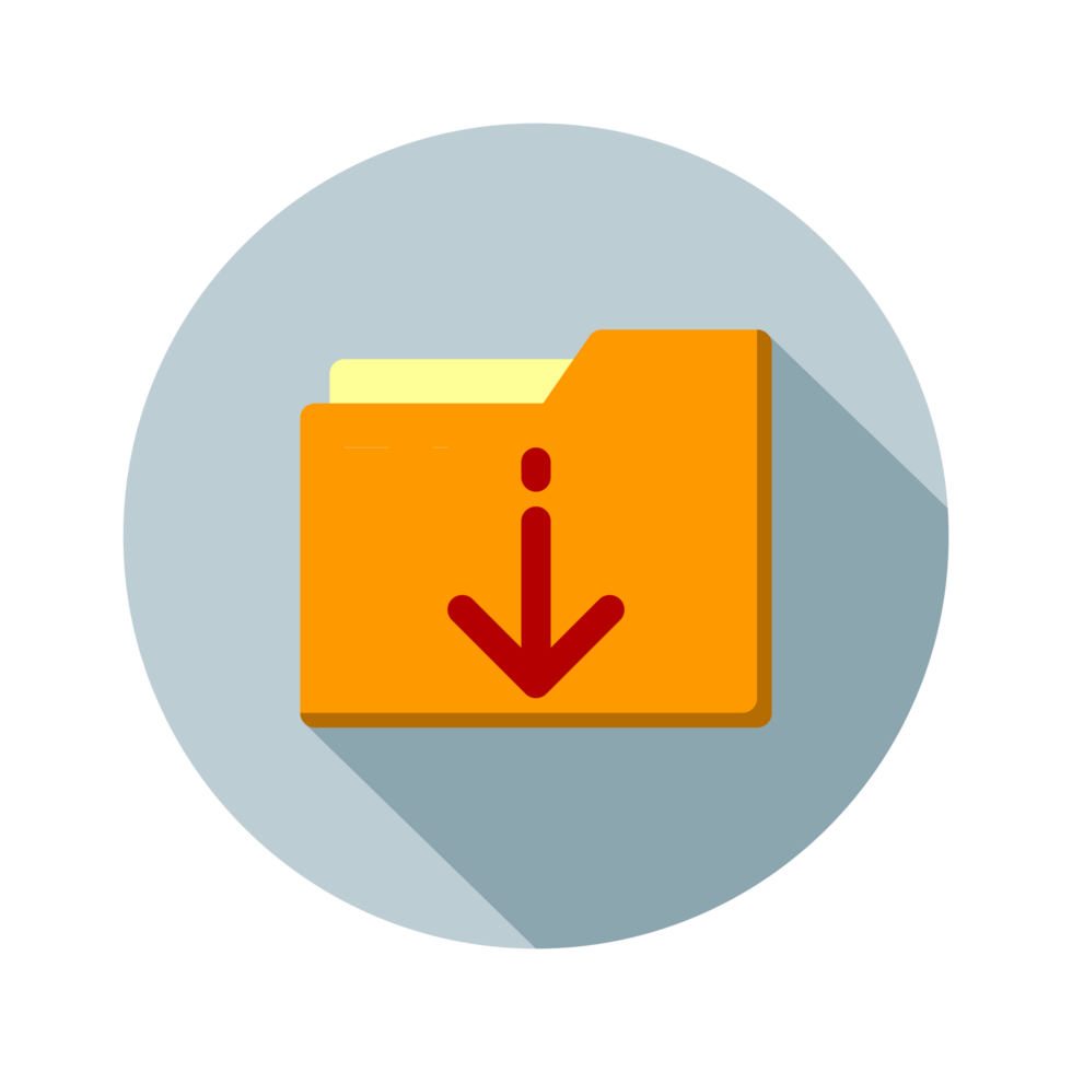 Design Illustration graphic of download folder icon with flat style. Suitable for UI, mobile design, web design, etc. Transparent Background. png