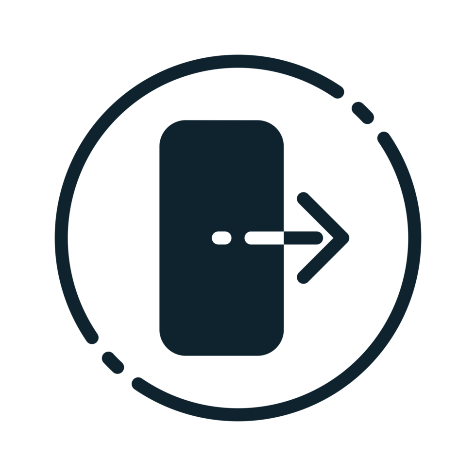 Design Illustration graphic of logout icon with glyph style. Suitable for UI, mobile design, web design, etc. Transparent Background. png