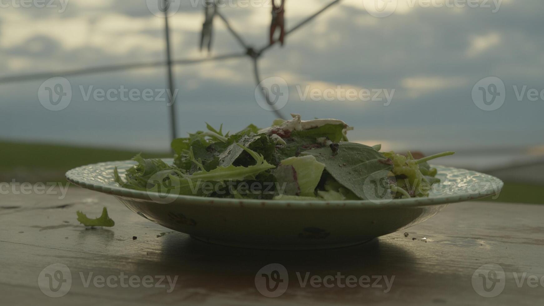 A bowl of salad on a table photo