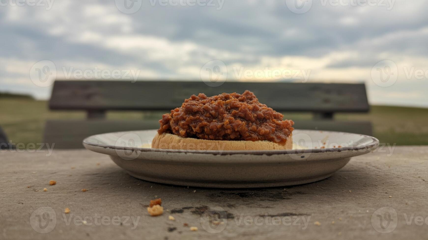 A plate of food sitting on a table photo