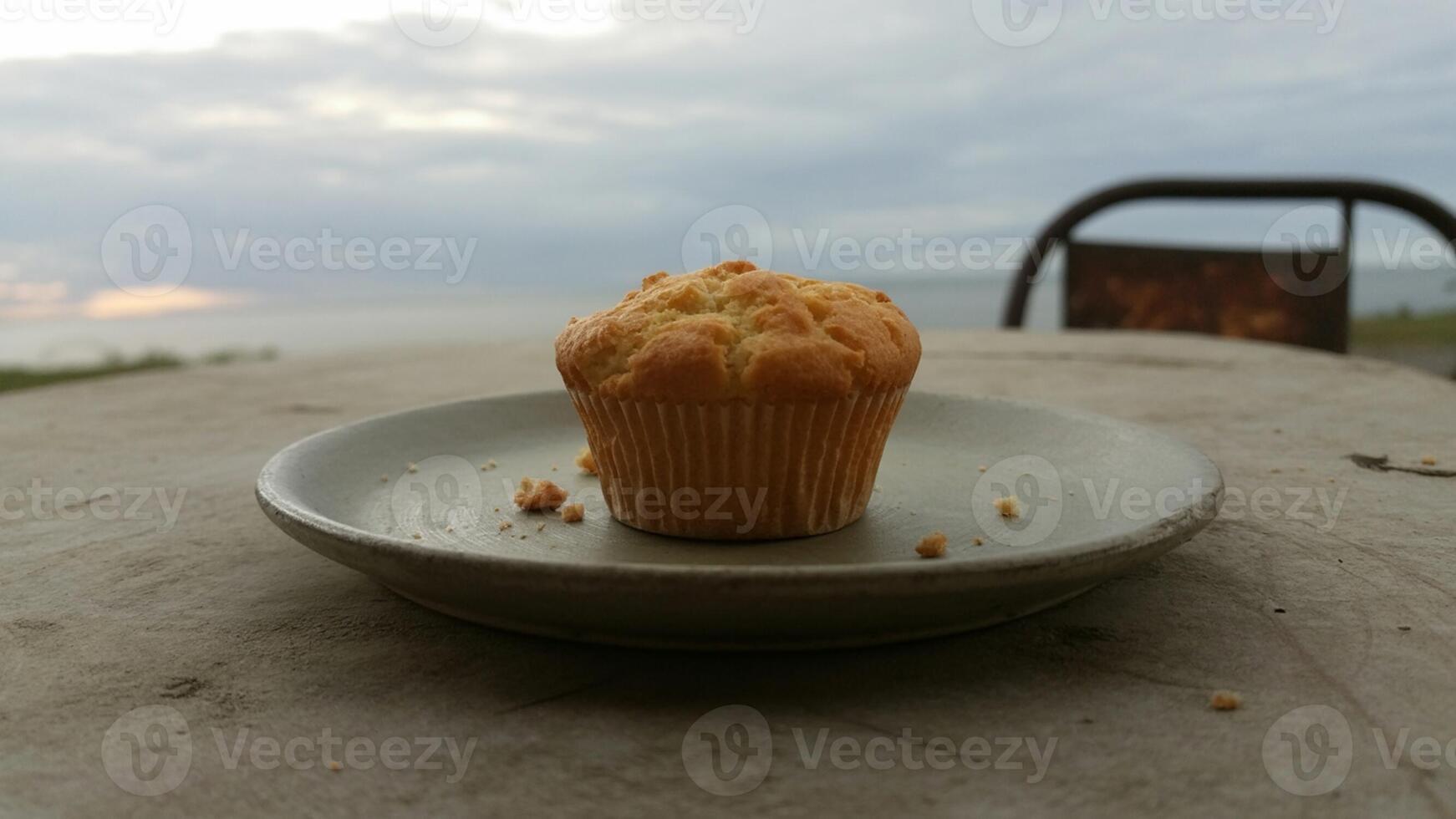 A muffin on a plate photo