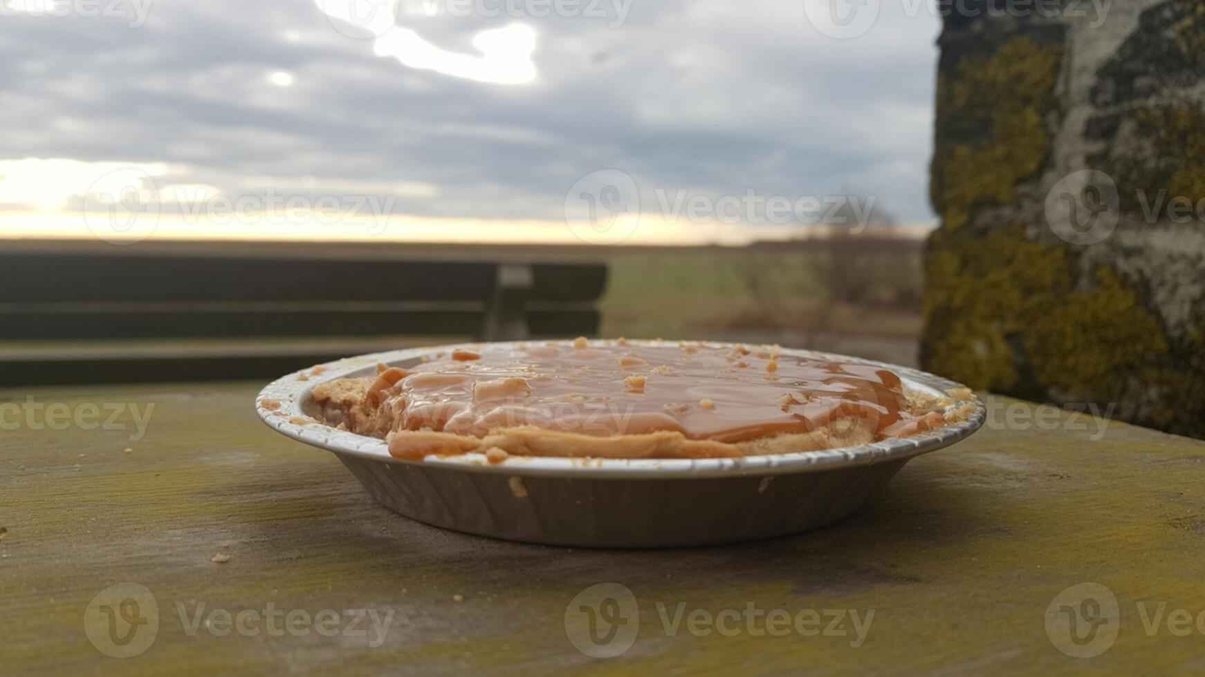 A pie sitting on a table. photo