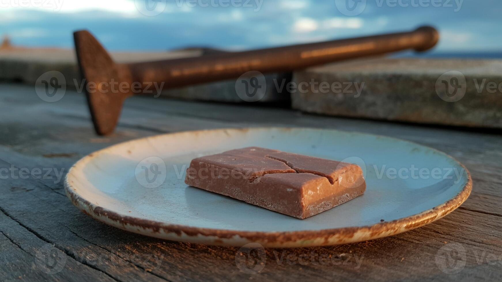 A piece of chocolate on a plate photo
