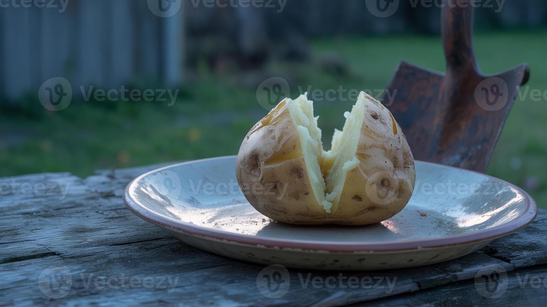A potato on a plate photo