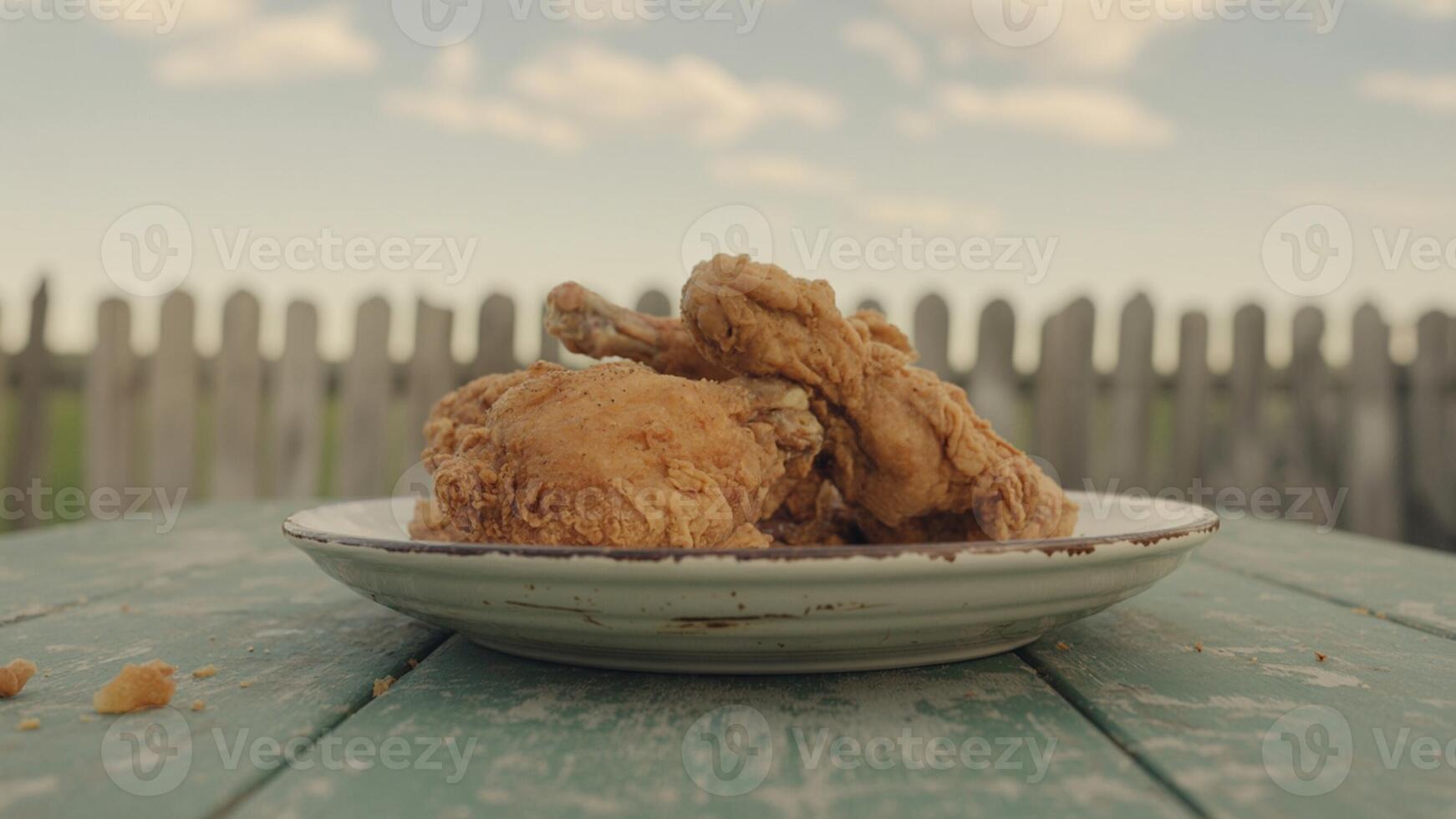 A plate of fried chicken on a table photo