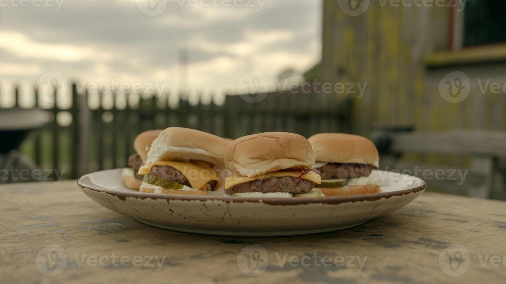 A plate of mini sandwiches on a table photo