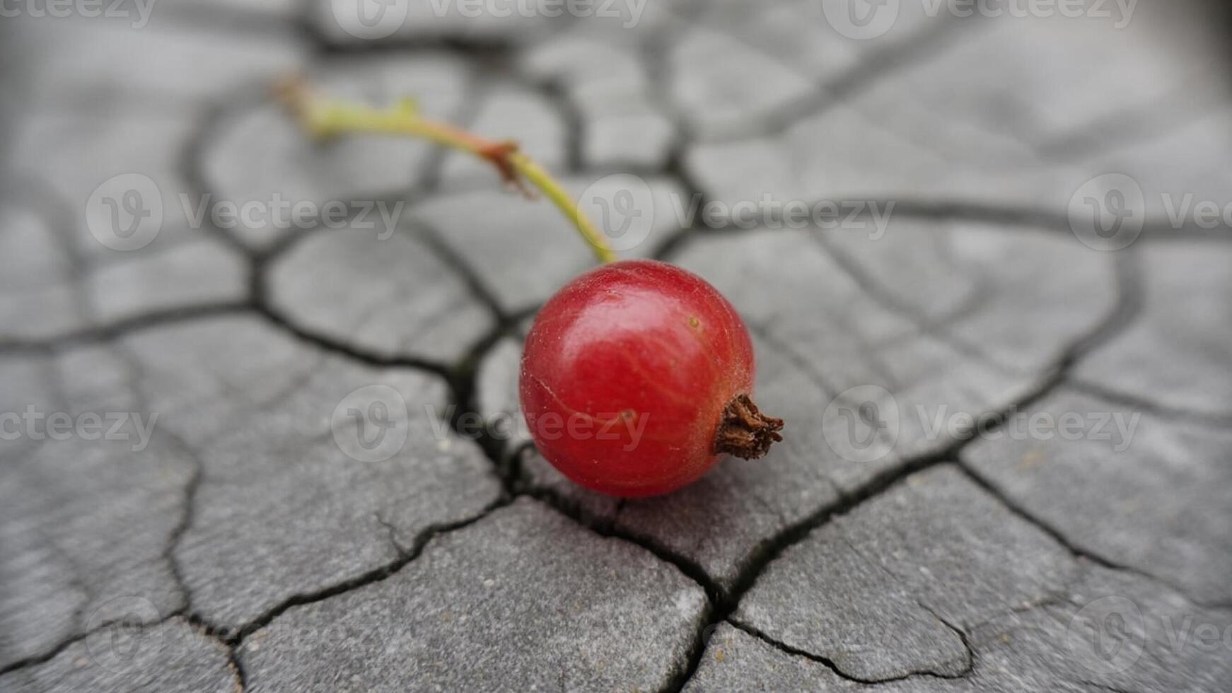 A red cherry on a cracked surface photo