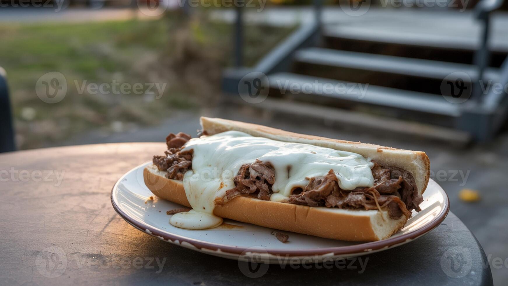 A close up of a sandwich on a plate photo