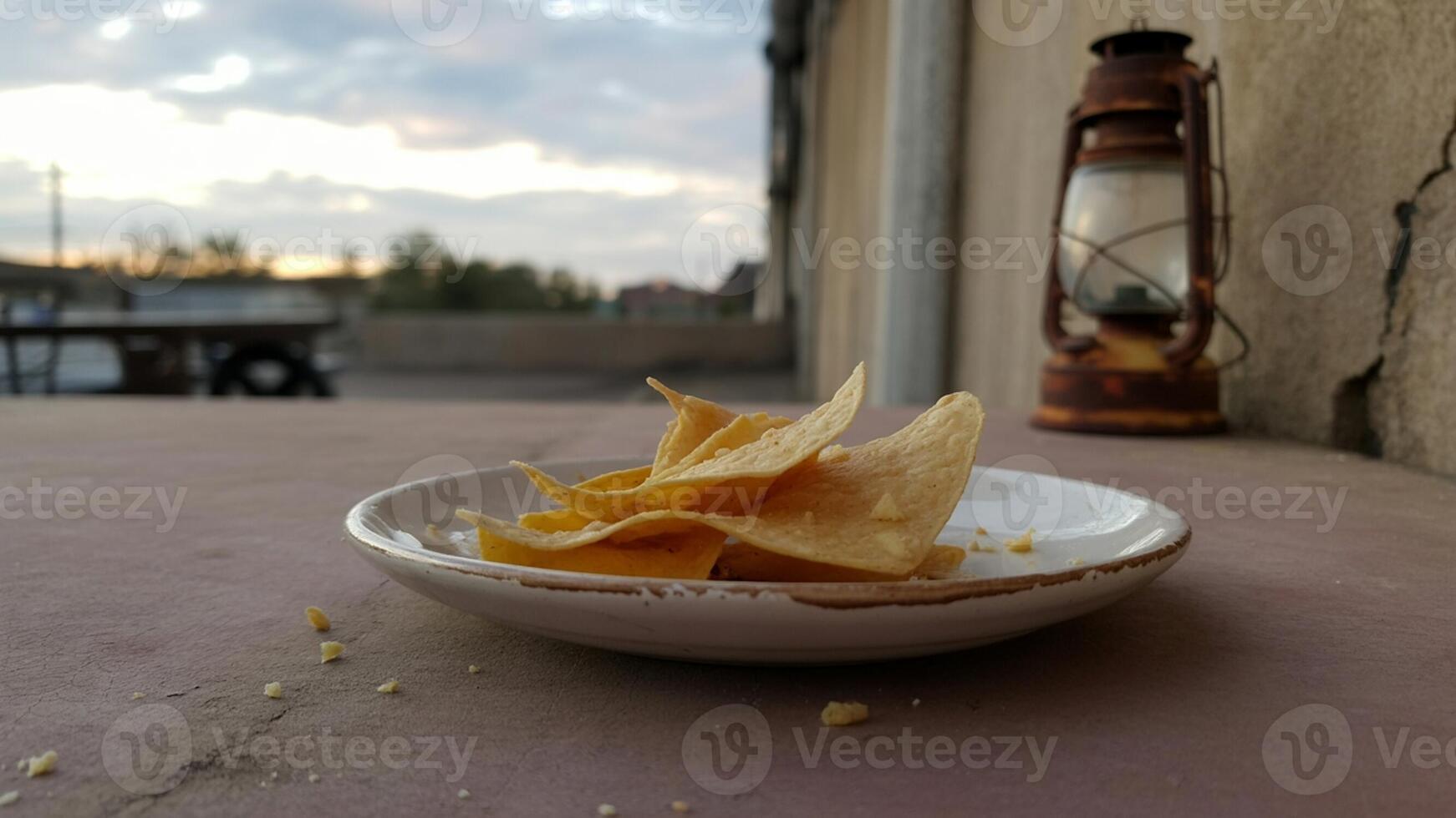 A plate with chips on it photo