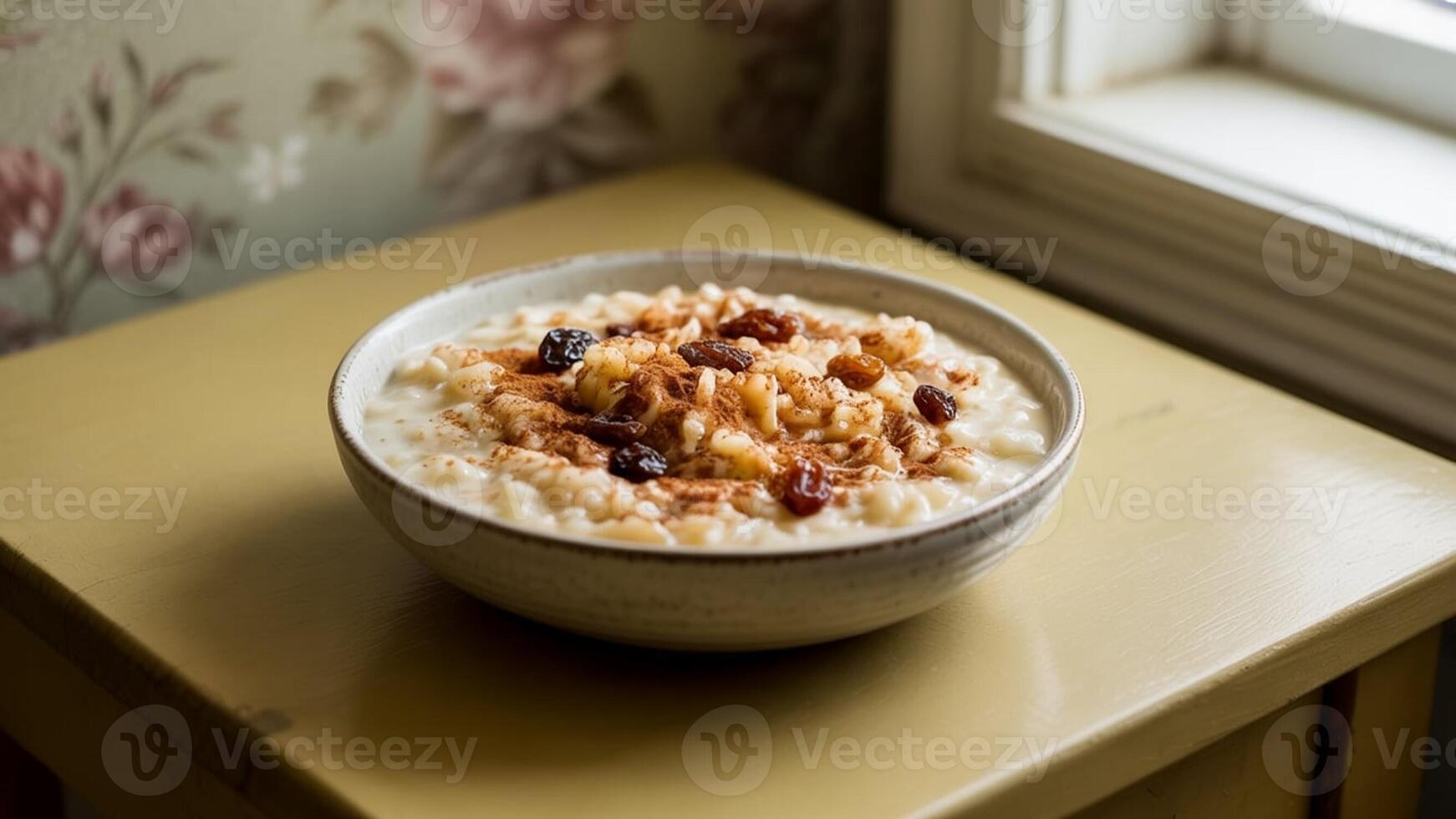 a pla te of la sa gna with white sa uce a nd mea t sa uce topped with cheese on a wooden surfa ce nea r a window photo