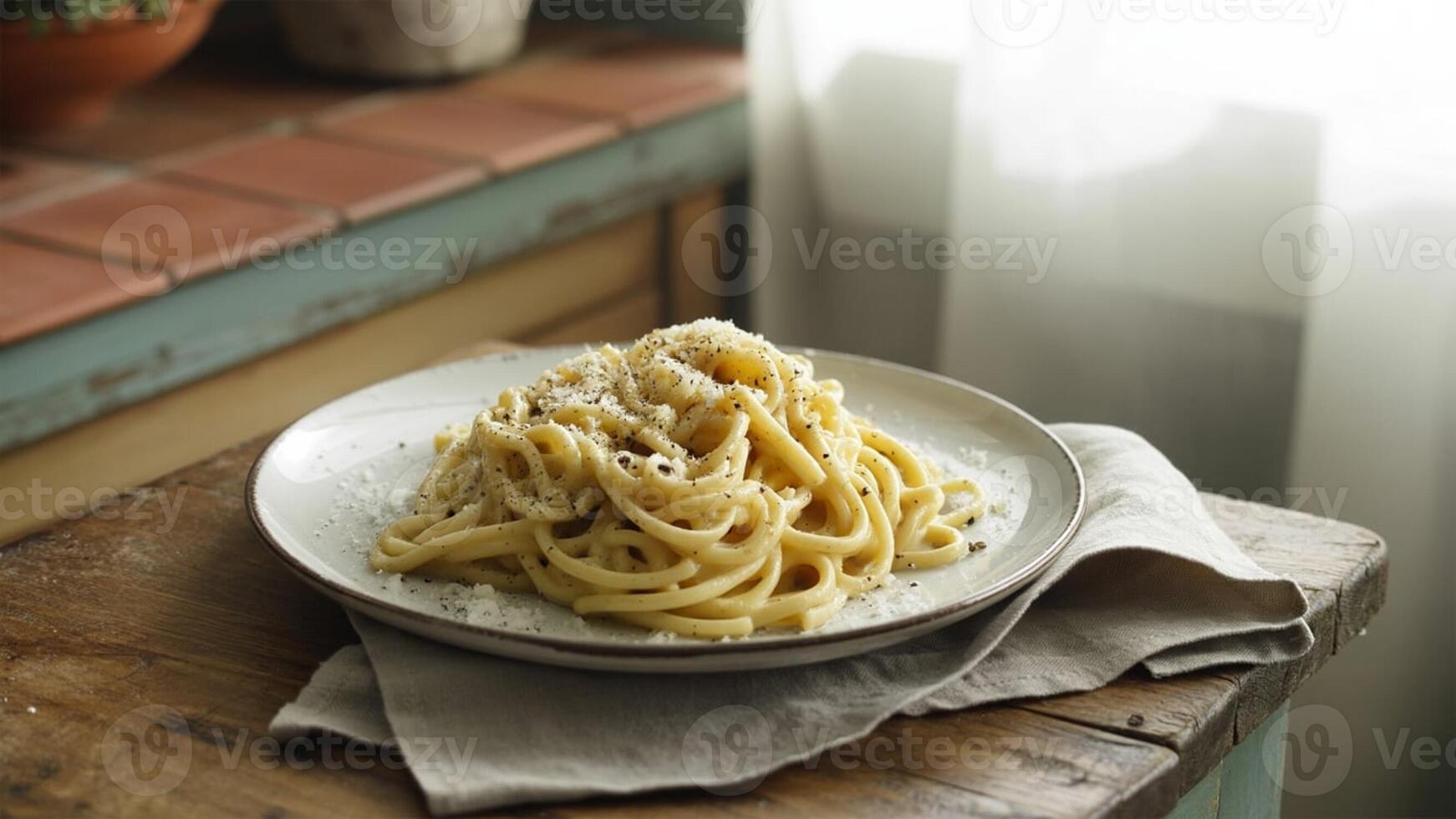 Ra w ingredients for pot roa st on a wooden cutting boa rd in a bright kitchen environment setting up mea l prep photo