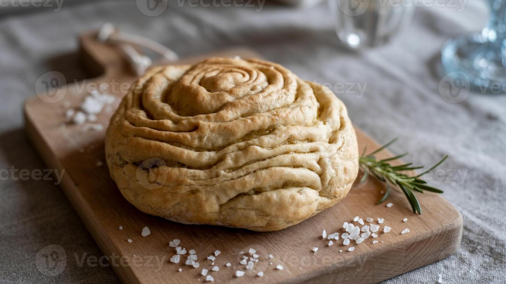 a close up shot of a bowl of ra ta touille with ba sil ga rnish on a wooden surfa ce nea r a window light photo