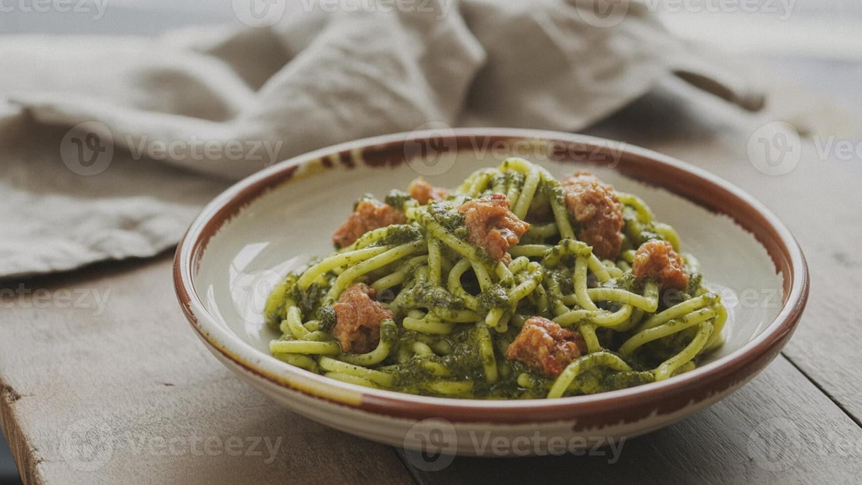 Sma ll bowl of ba lsa mic vinega r with rosema ry a nd thyme sprigs on a rustic wooden surfa ce close up photo