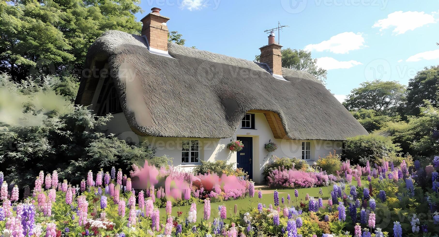 A thatched roof on a house photo