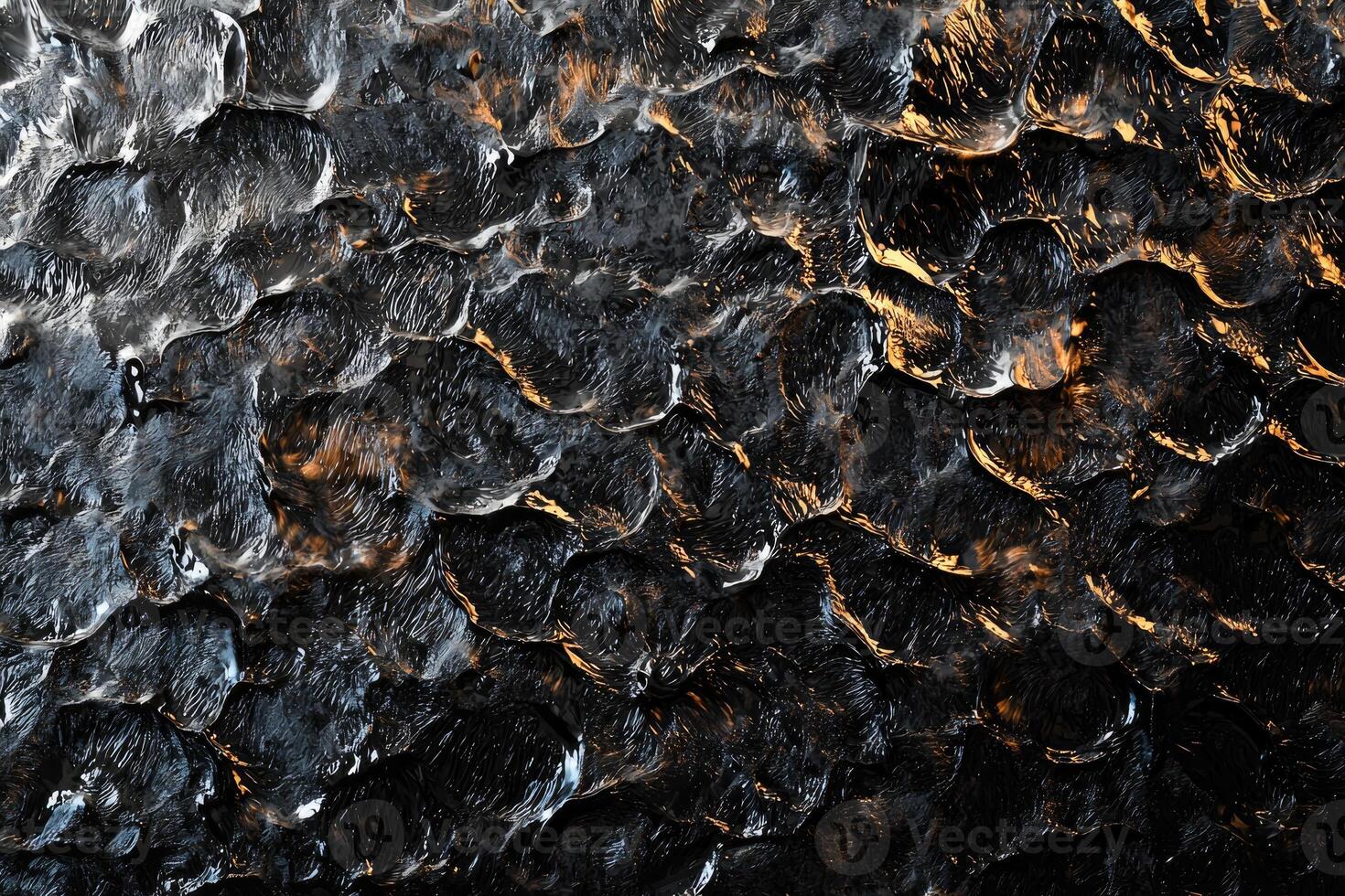 Textured and reflective surface with uneven and wavy patterns displayed photo