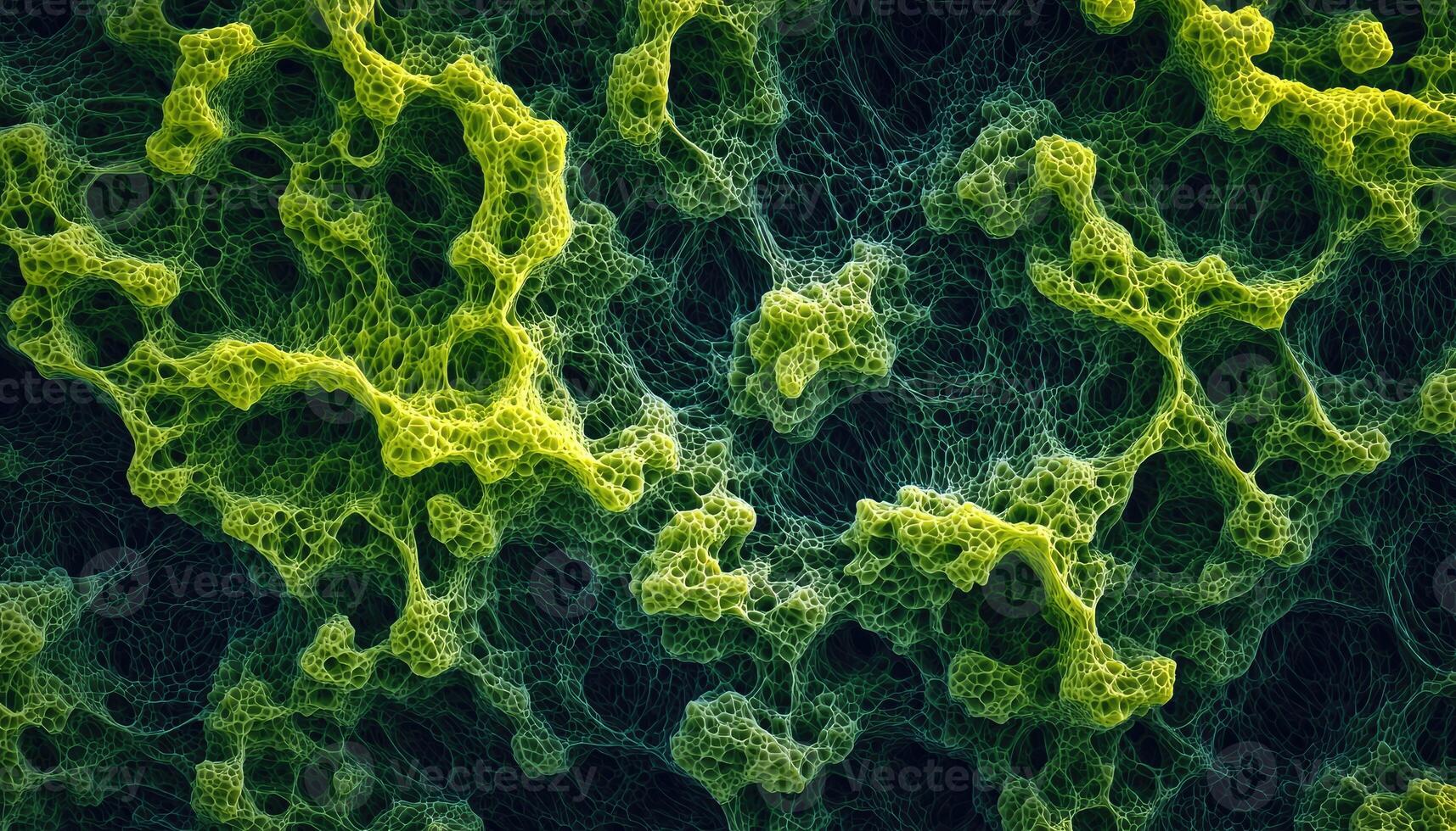 Abstract Illustration of a Green and Yellow Cellular Structure photo