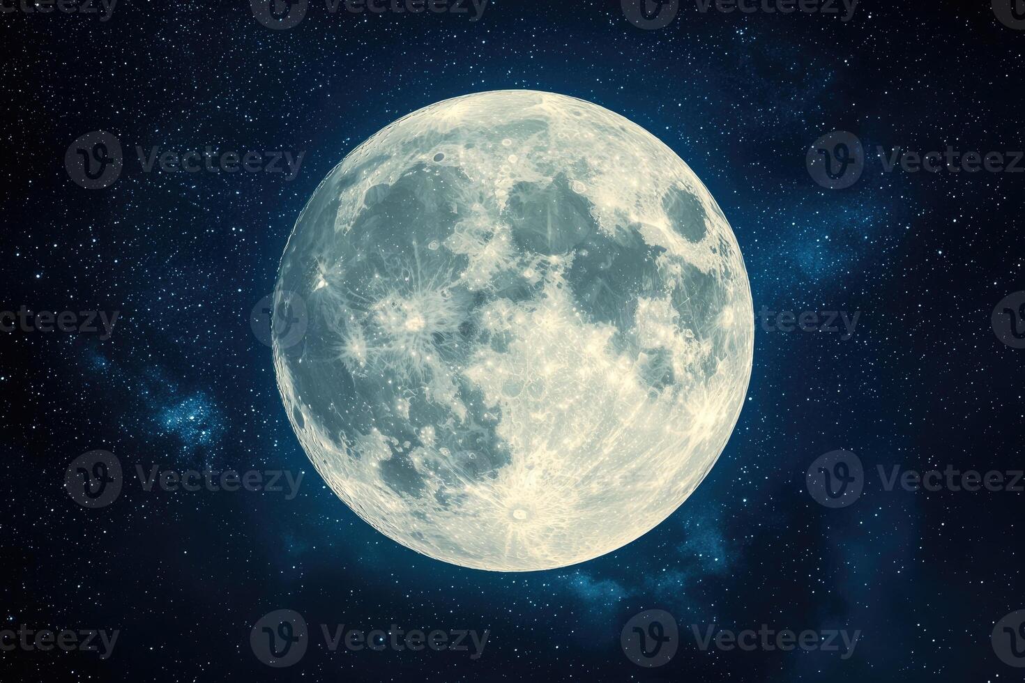 A bright full moon shining against a starry night sky photo