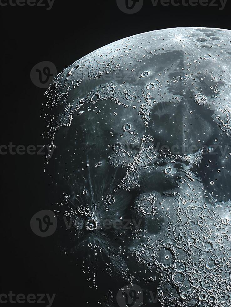 A detailed view of the moon with visible surface craters photo
