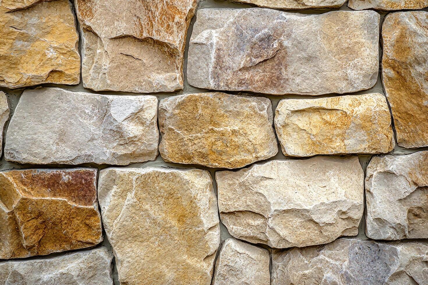 Close up view of a stone wall with textured surfaces photo