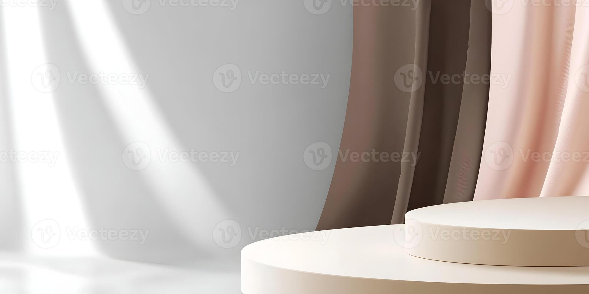 Beige Cream Product Display PlatformTwo Tiered Stages Minimalist Background photo