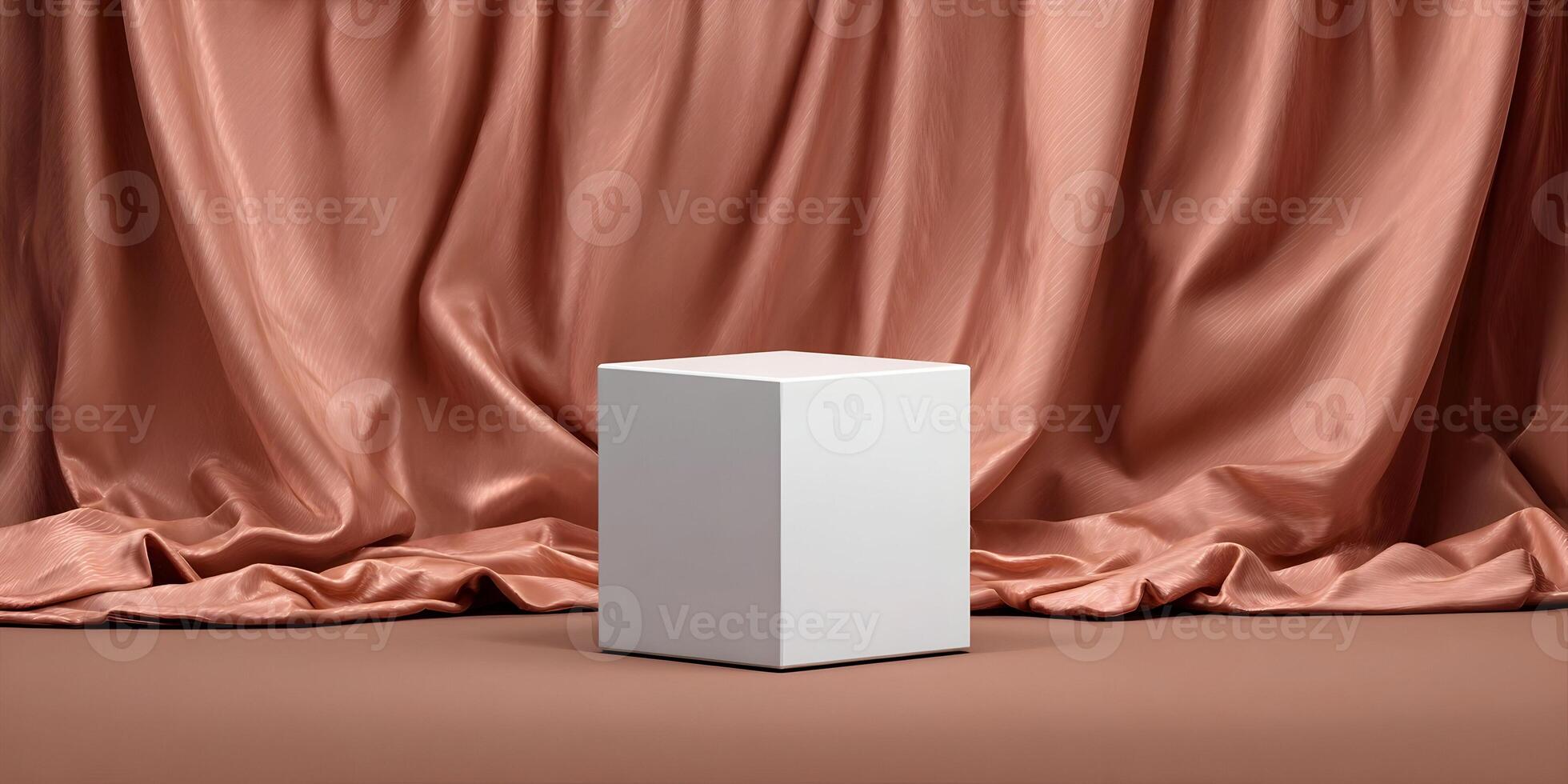 a white cube sitting on a brown background photo