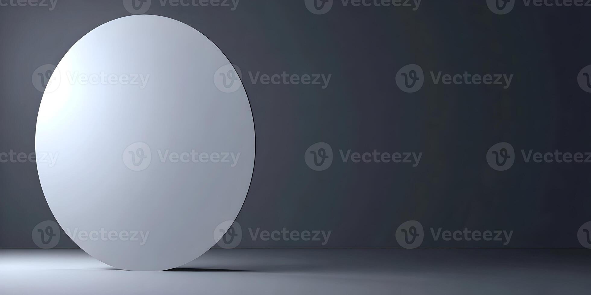 a large white oval shaped object in a dark room photo