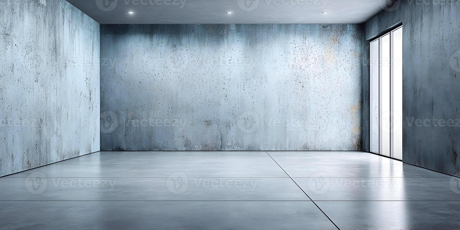 Empty Room with Concrete Walls and Floor Modern Interior Design photo
